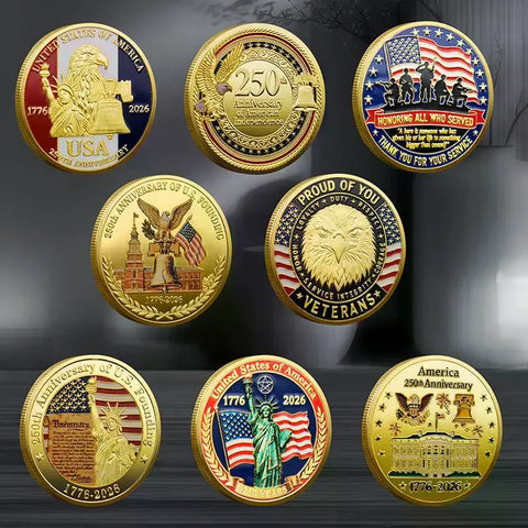 USA 250th Anniversary Commemorative Coin 1776-2026 American Eagle Souvenir Coin Metal Crafts Emblem