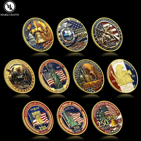 USA 250th Anniversary 1776-2026 Limited Edition Commemorative Coin Liberty Bell Independence Souvenir for Collectors Gifts