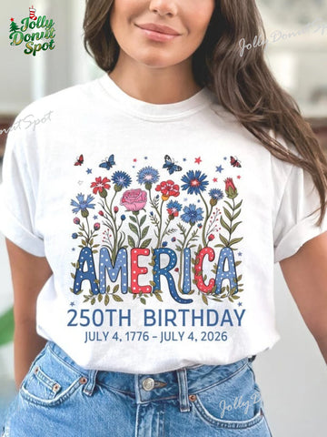 America 250th Birthday Shirt USA Semiquincentennial Tee 250 Years T-Shirt Comfortable Casual Wear Commemorative Gift for Family
