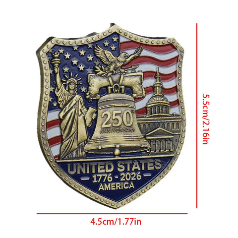 United States 250th Anniversary Commemorative Shield Coin American Military Challenge Coins Brass Custom Souvenir