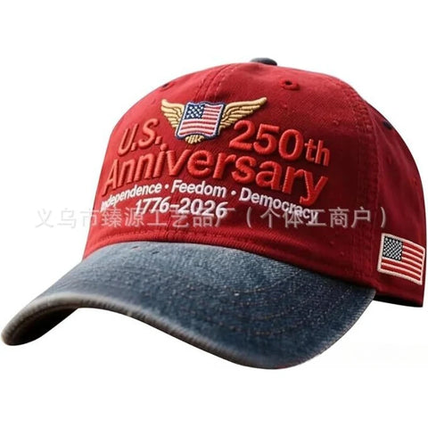 U.S. 250th Anniversary Vintage Washed Cap, 1776-2026 Bicentennial Commemorative Hat , Adjustable  Retro  Baseball Cap