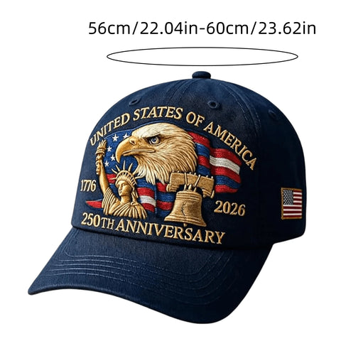 US 250th Independence Anniversary Souvenir Cap Lightweight Breathable Outdoor Hat Gift for Fathers Veterans